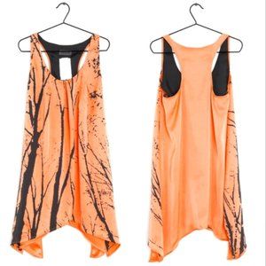 Anthropologie Numph Coral Orange Sleeveless Flowy Dress Boho Bohemian Lagenlook